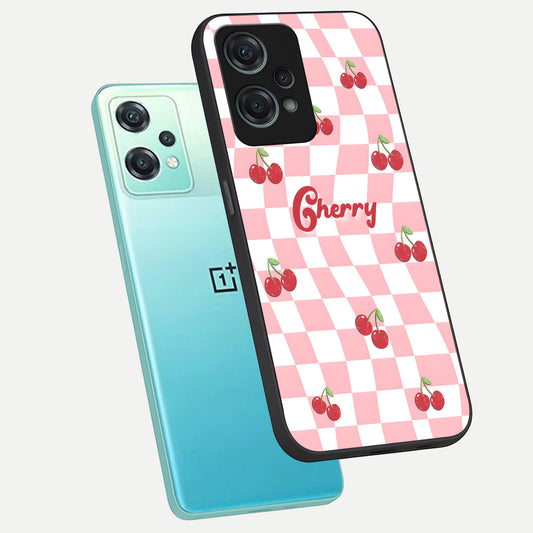  Sweet Cherry Vibes phone case For Oneplus Nord CE2 Lite showing premium glass back cover with detailed artwork