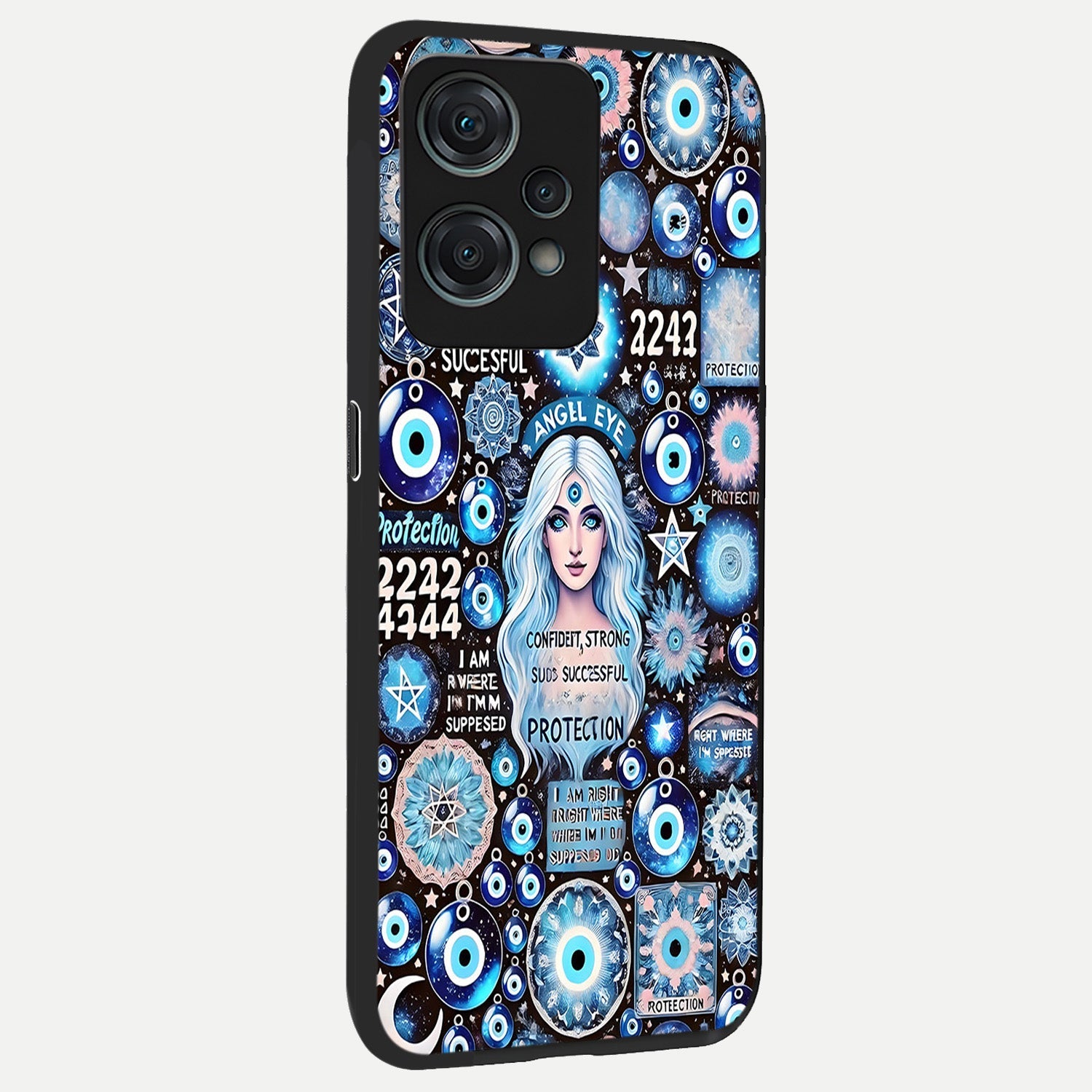  Angel Aura Shield back cover For Oneplus Nord CE2 Lite slim fit glass case with vibrant aesthetic design