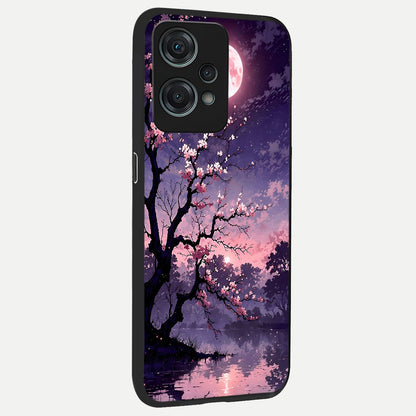  Blossom Pink Moon back cover For Oneplus Nord CE2 Lite slim fit glass case with vibrant aesthetic design
