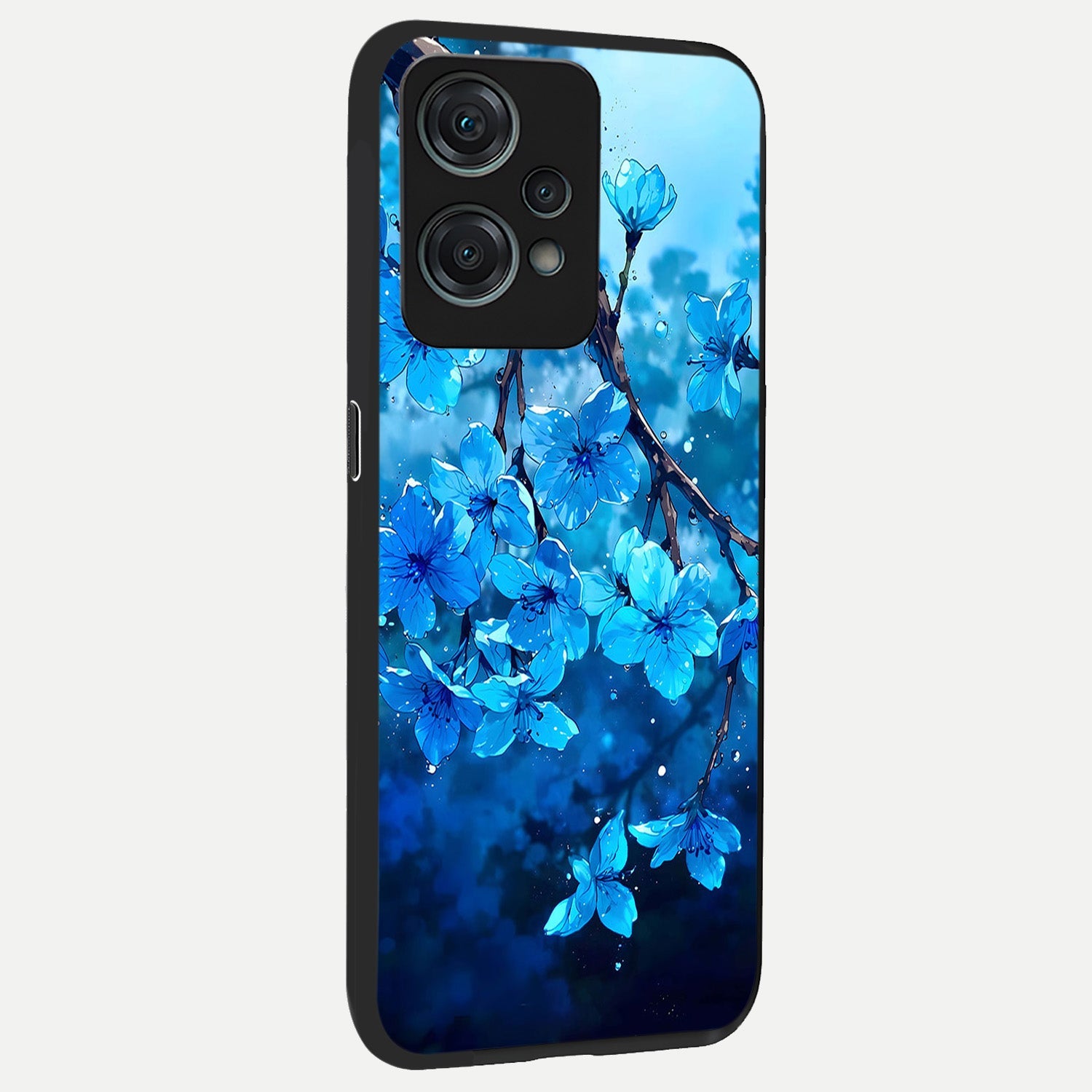  Blue Blossoms Branch back cover For Oneplus Nord CE2 Lite slim fit glass case with vibrant aesthetic design