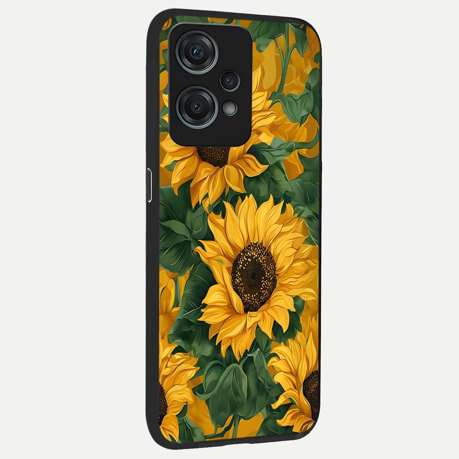  Bright Sunflower Bloom back cover For Oneplus Nord CE2 Lite slim fit glass case with vibrant aesthetic design
