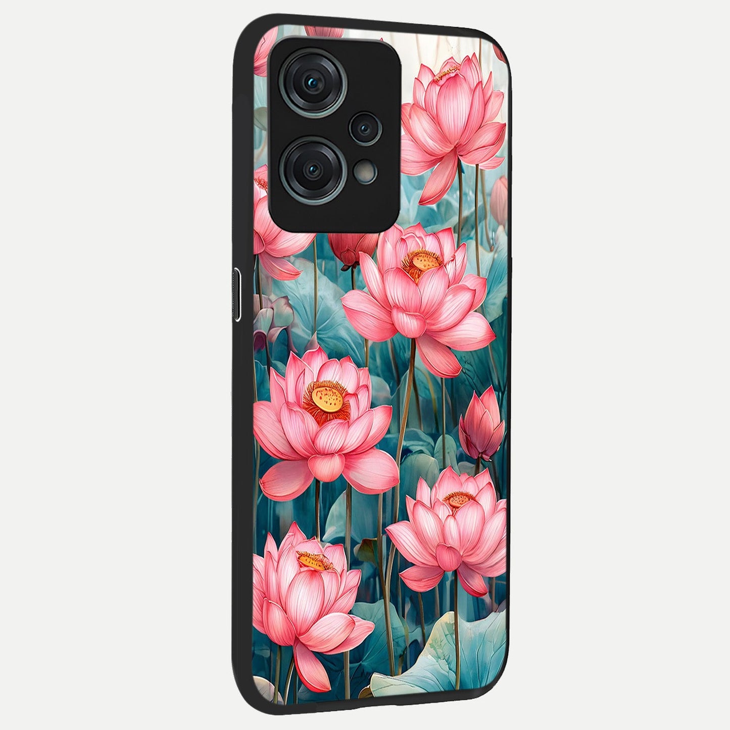  Celestial Pink Lotus back cover For Oneplus Nord CE2 Lite slim fit glass case with vibrant aesthetic design