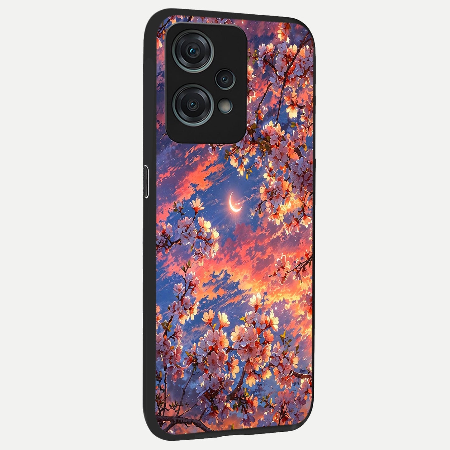  Celestial Sakura Sunset back cover For Oneplus Nord CE2 Lite slim fit glass case with vibrant aesthetic design