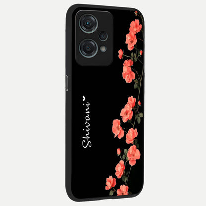 Crimson Bloom Grace Custom Name back cover For Oneplus Nord CE2 Lite slim fit glass case with vibrant aesthetic design
