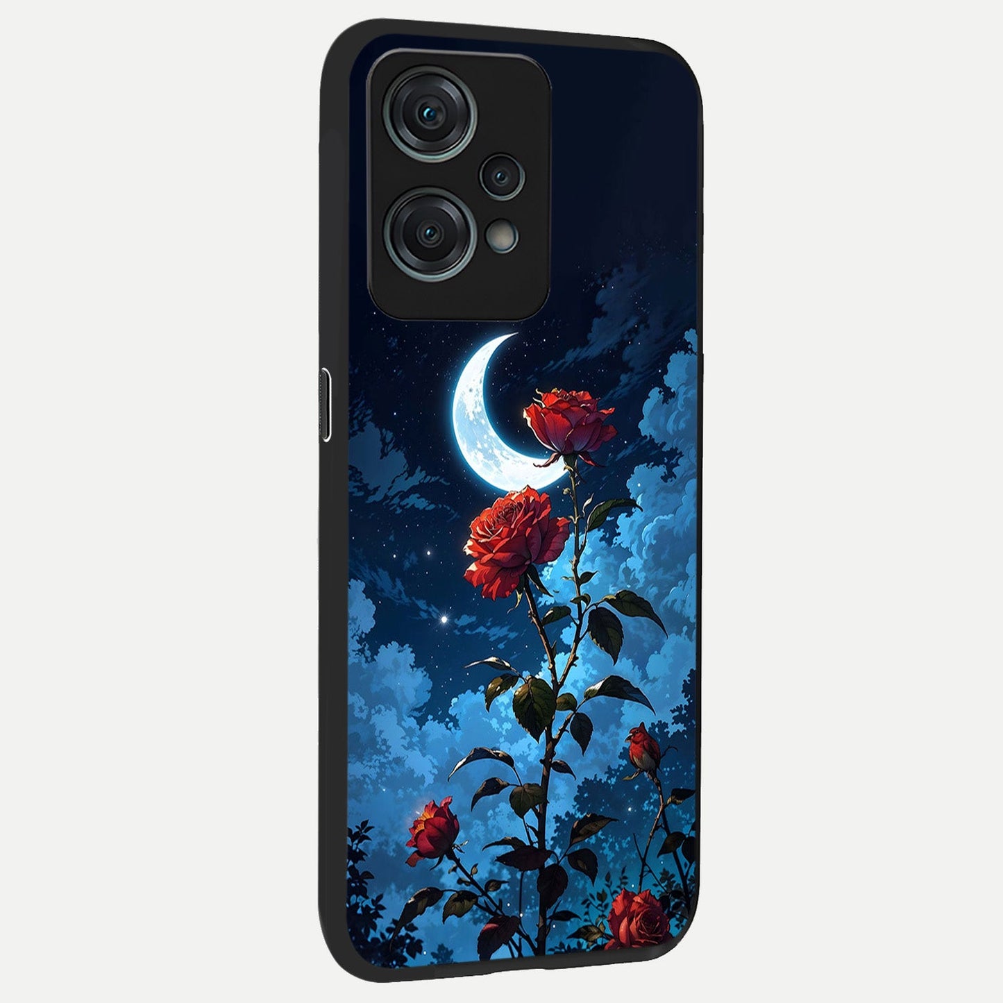  Crimson Rose Moon back cover For Oneplus Nord CE2 Lite slim fit glass case with vibrant aesthetic design