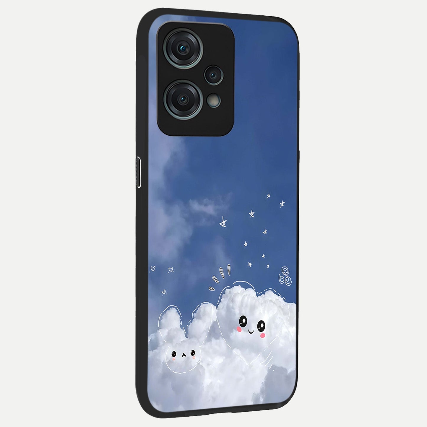  Cute Blossom Cloud back cover For Oneplus Nord CE2 Lite slim fit glass case with vibrant aesthetic design