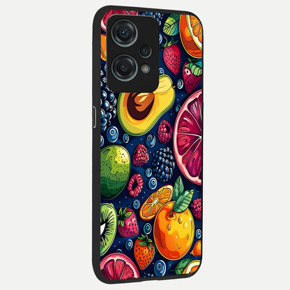  Cute Fruits Art back cover For Oneplus Nord CE2 Lite slim fit glass case with vibrant aesthetic design