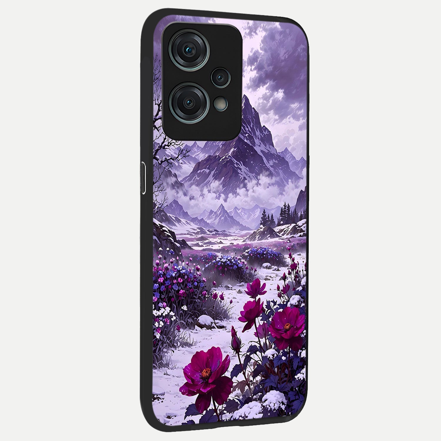  Flower Mountain View back cover For Oneplus Nord CE2 Lite slim fit glass case with vibrant aesthetic design
