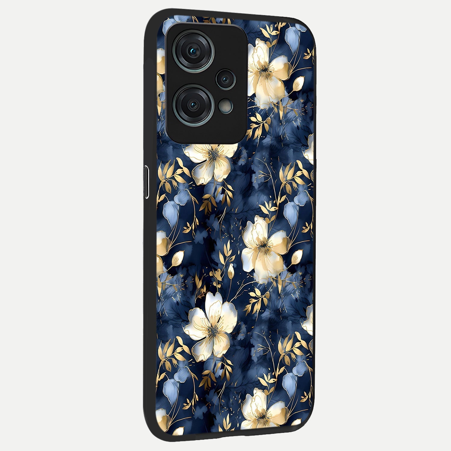  Golden Midnight Bloom back cover For Oneplus Nord CE2 Lite slim fit glass case with vibrant aesthetic design