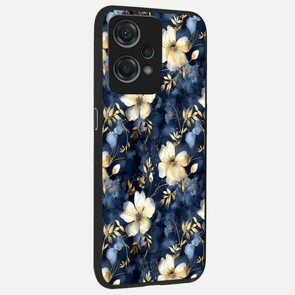  Golden Midnight Bloom back cover For Oneplus Nord CE2 Lite slim fit glass case with vibrant aesthetic design