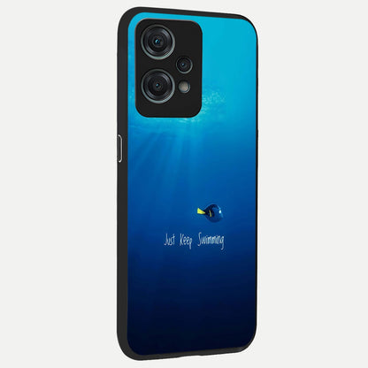  Just Keep Swimming back cover For Oneplus Nord CE2 Lite slim fit glass case with vibrant aesthetic design