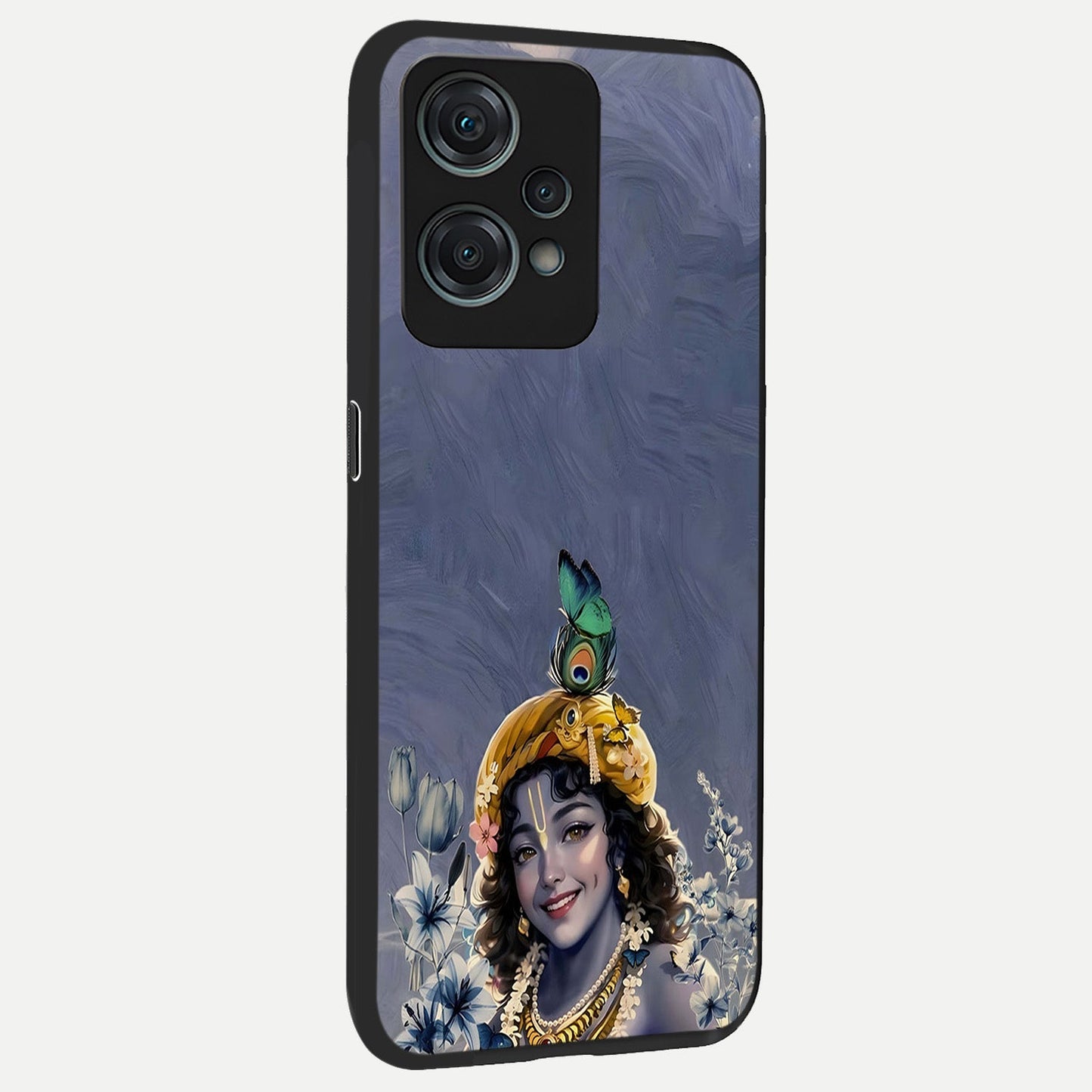  Lord Krishna back cover For Oneplus Nord CE2 Lite slim fit glass case with vibrant aesthetic design