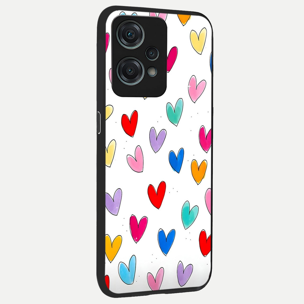  Playful Love Doodles back cover For Oneplus Nord CE2 Lite slim fit glass case with vibrant aesthetic design