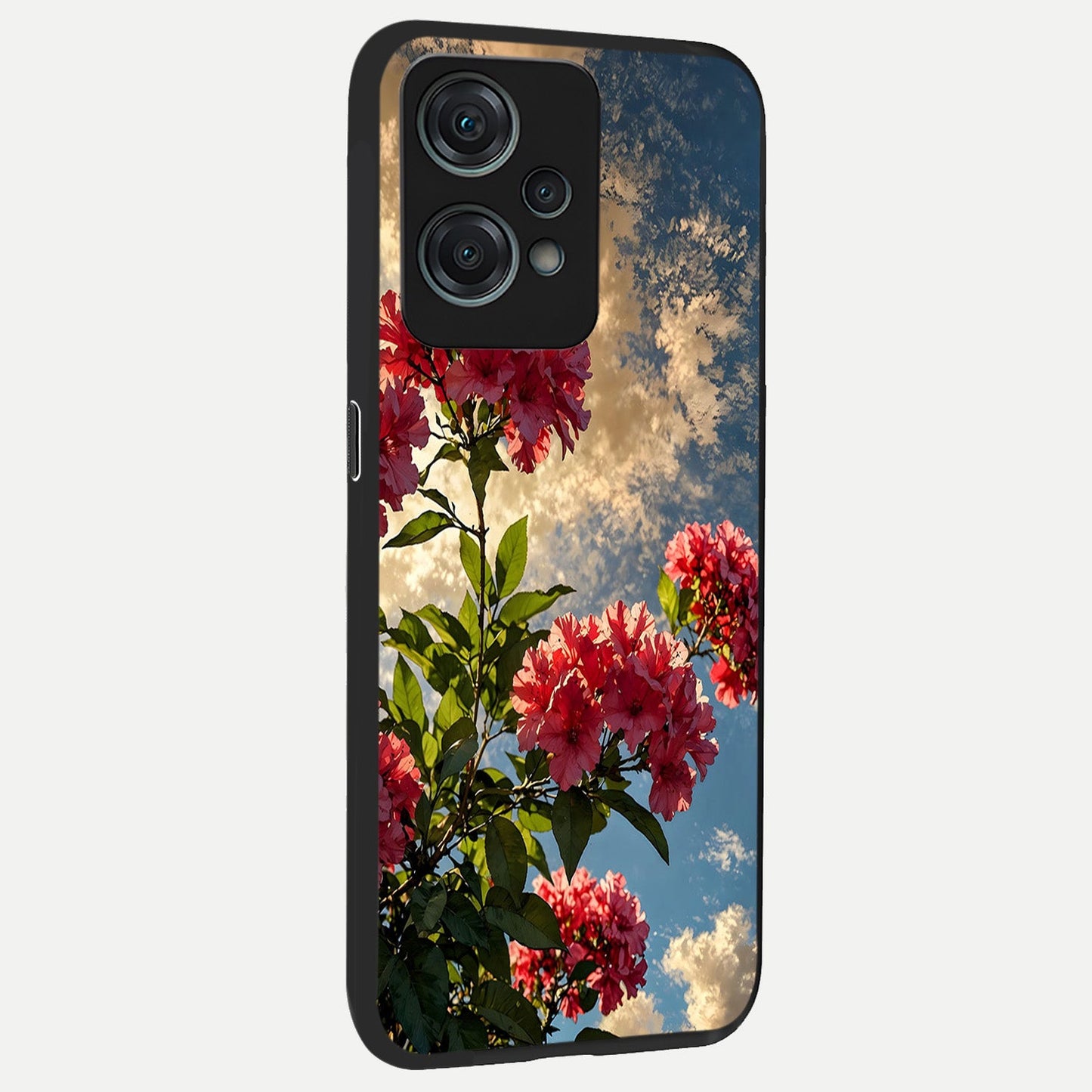  Red Bloom Skies back cover For Oneplus Nord CE2 Lite slim fit glass case with vibrant aesthetic design