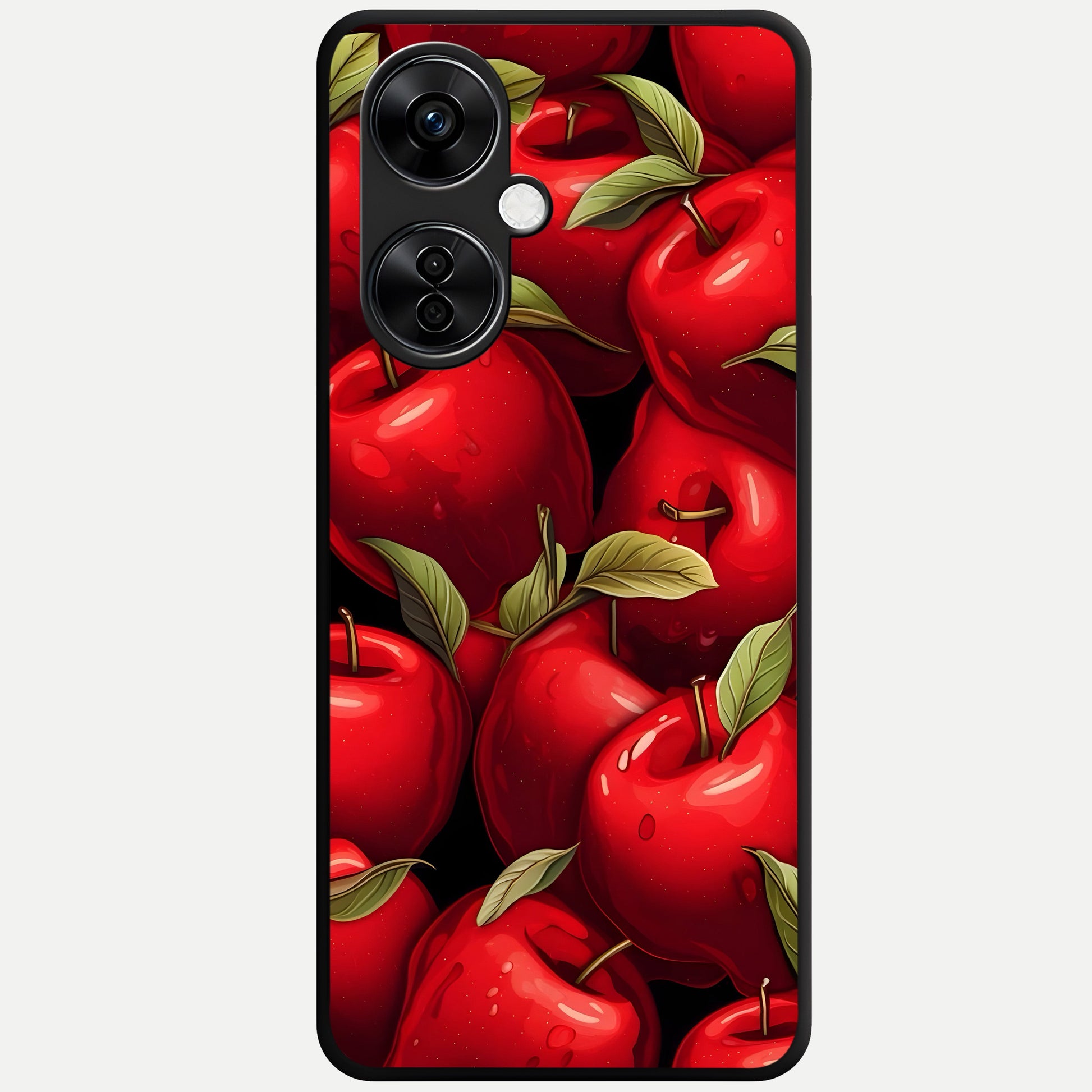  Apple Pattern Glass Case For Oneplus Nord CE3 Lite back cover – full design glossy printed glass finish