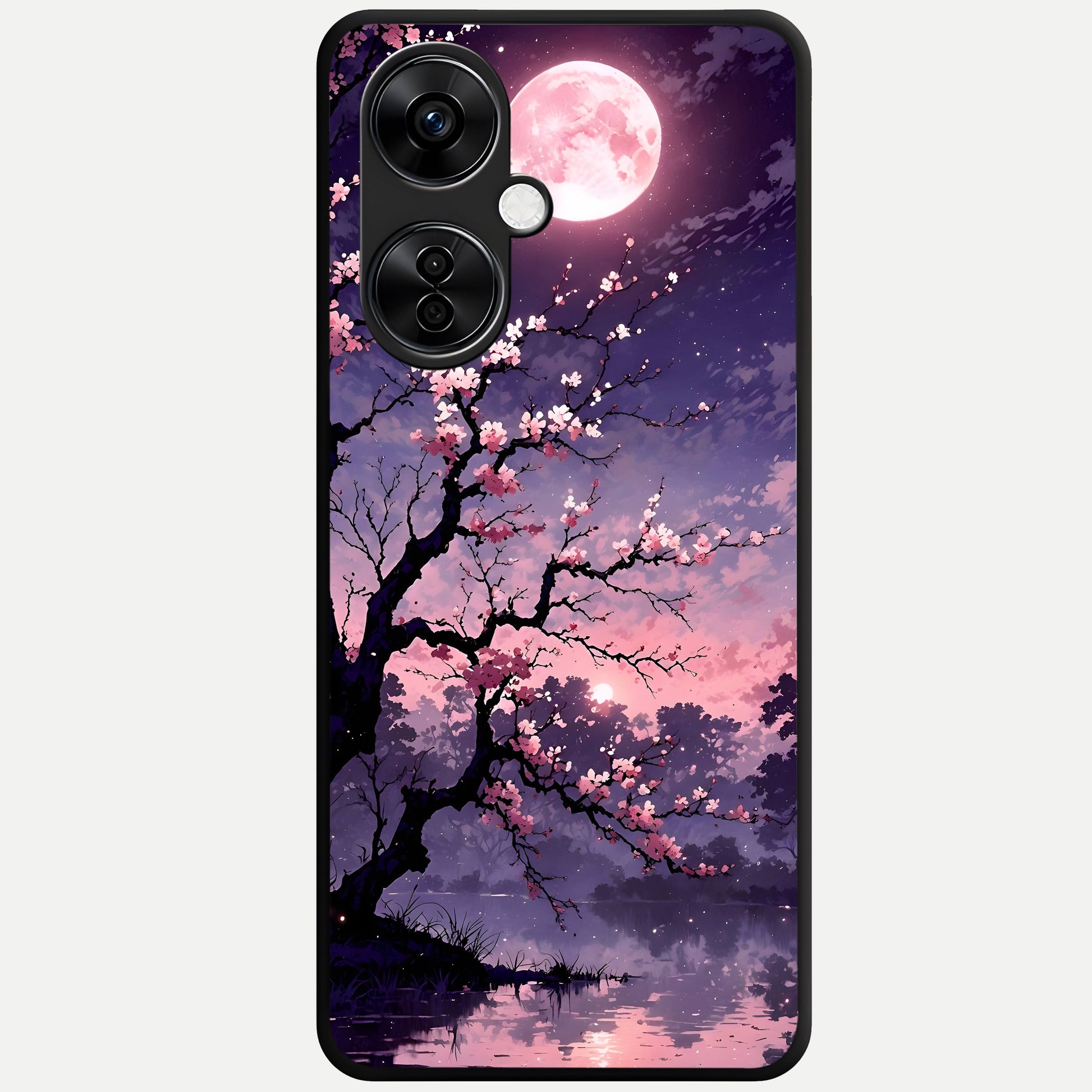  Blossom Pink Moon Glass Case For Oneplus Nord CE3 Lite back cover – full design glossy printed glass finish