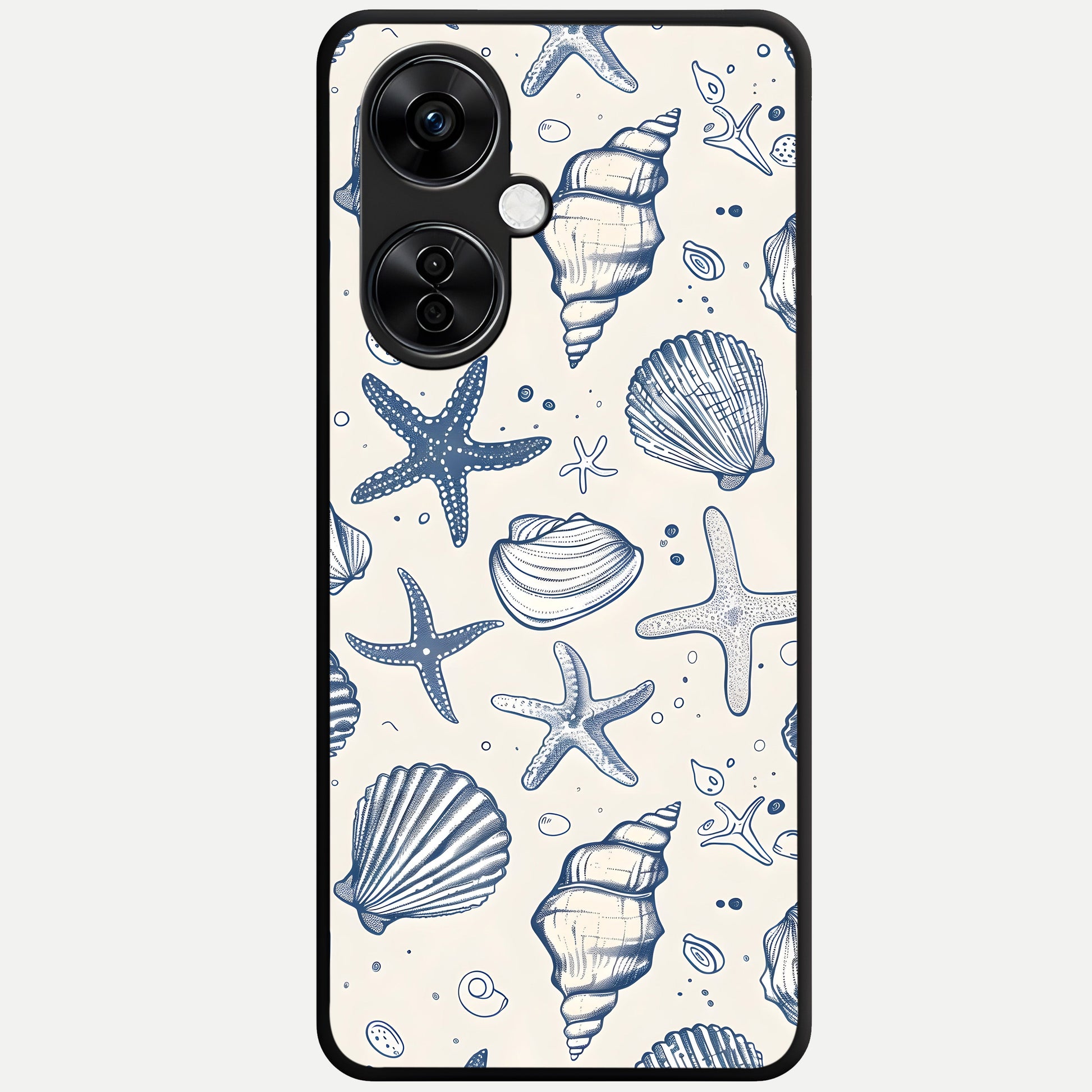  Blue Ocean Outline Glass Case For Oneplus Nord CE3 Lite back cover – full design glossy printed glass finish