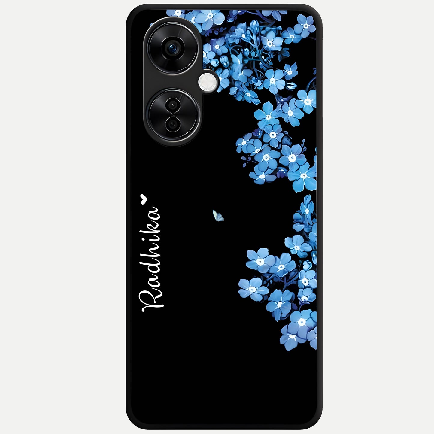  Blue Petal Dream Custom Name Glass Case For Oneplus Nord CE3 Lite back cover – full design glossy printed glass finish