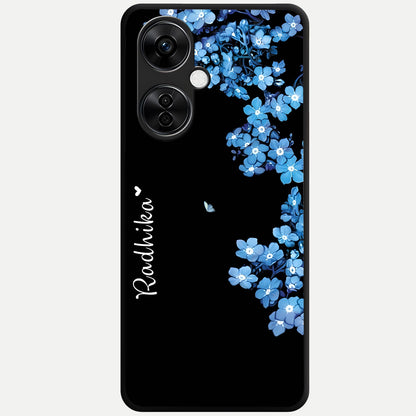  Blue Petal Dream Custom Name Glass Case For Oneplus Nord CE3 Lite back cover – full design glossy printed glass finish