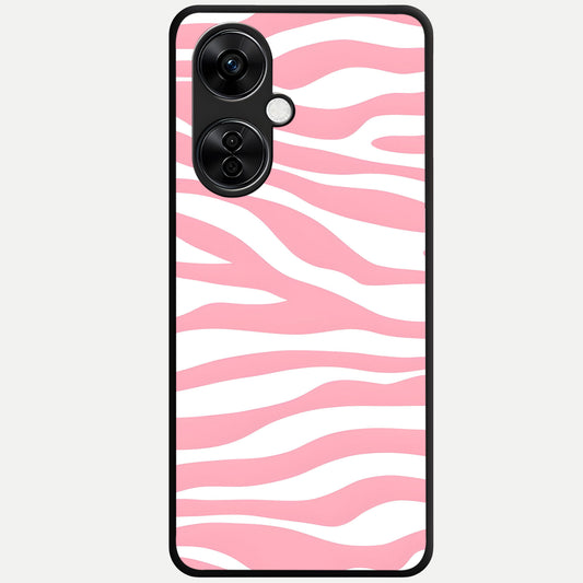  Blush Zebra Flow Glass Case For Oneplus Nord CE3 Lite back cover – full design glossy printed glass finish