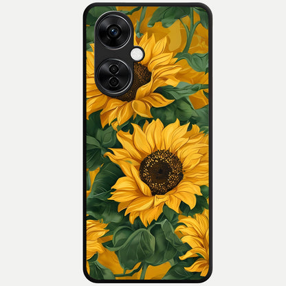  Bright Sunflower Bloom Glass Case For Oneplus Nord CE3 Lite back cover – full design glossy printed glass finish