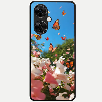  Butterflies In Bloom Sky Glass Case For Oneplus Nord CE3 Lite back cover – full design glossy printed glass finish