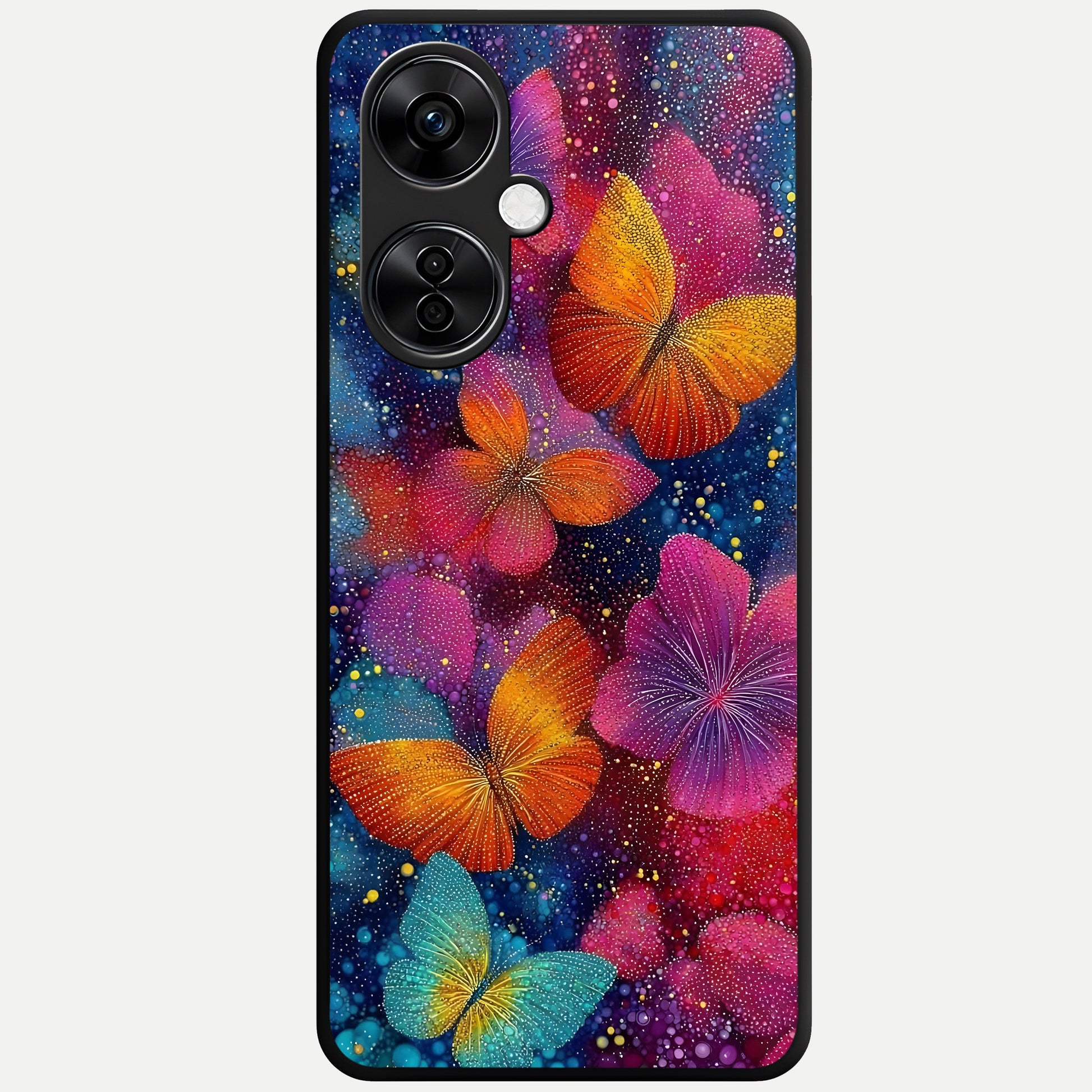  Butterfly Dream Mist Glass Case For Oneplus Nord CE3 Lite back cover – full design glossy printed glass finish