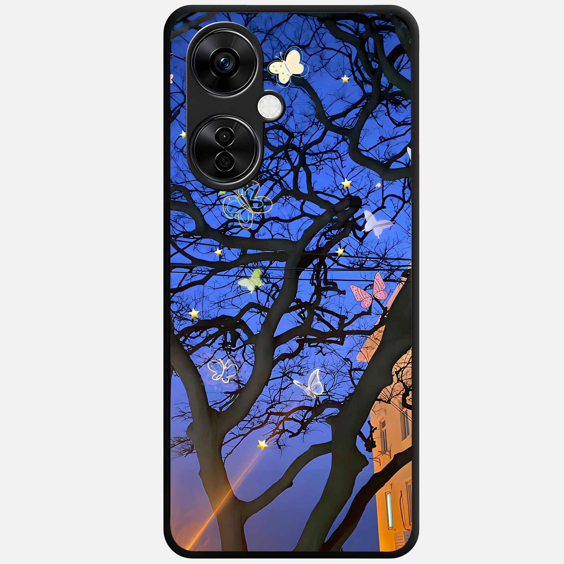  Butterfly Night Magic Glass Case For Oneplus Nord CE3 Lite back cover – full design glossy printed glass finish
