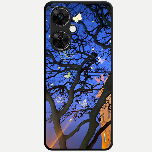  Butterfly Night Magic Glass Case For Oneplus Nord CE3 Lite back cover – full design glossy printed glass finish