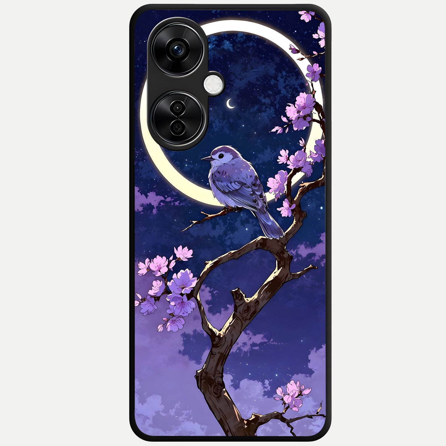  Celestial Bird Blossom Glass Case For Oneplus Nord CE3 Lite back cover – full design glossy printed glass finish