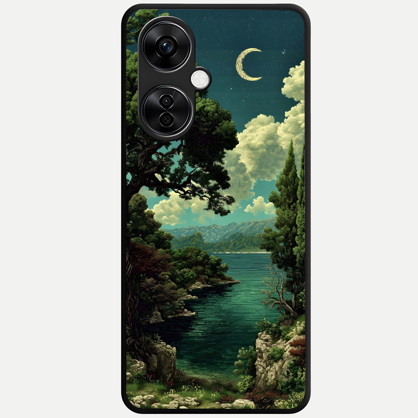  Celestial Lake Peace Glass Case For Oneplus Nord CE3 Lite back cover – full design glossy printed glass finish