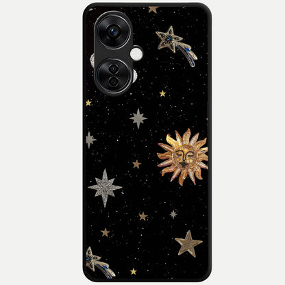  Celestial Moon With Stars Glass Case For Oneplus Nord CE3 Lite back cover – full design glossy printed glass finish