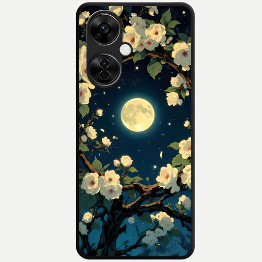  Celestial Moon And Flower Glass Case For Oneplus Nord CE3 Lite back cover – full design glossy printed glass finish