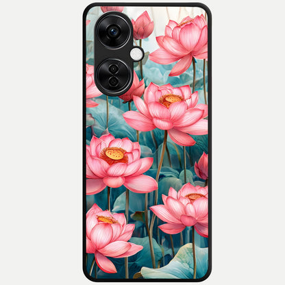  Celestial Pink Lotus Glass Case For Oneplus Nord CE3 Lite back cover – full design glossy printed glass finish