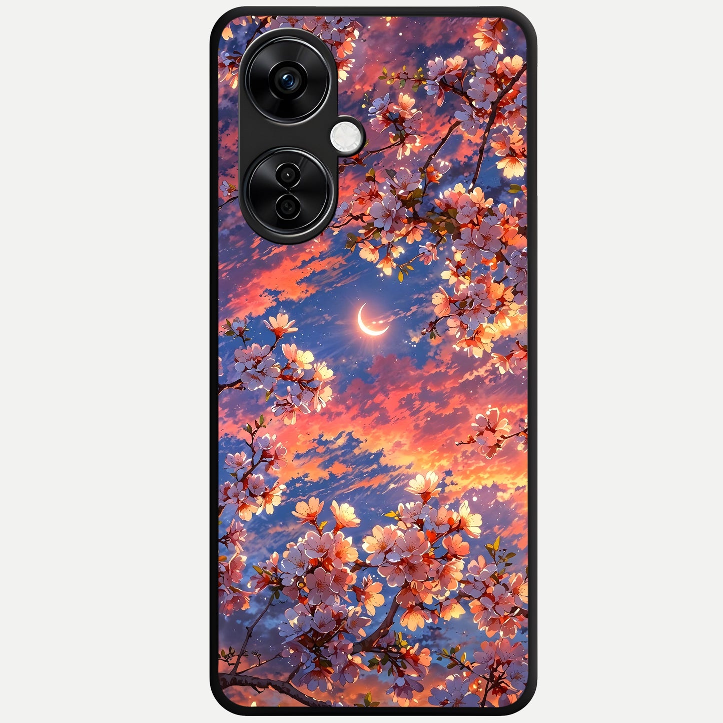  Celestial Sakura Sunset Glass Case For Oneplus Nord CE3 Lite back cover – full design glossy printed glass finish