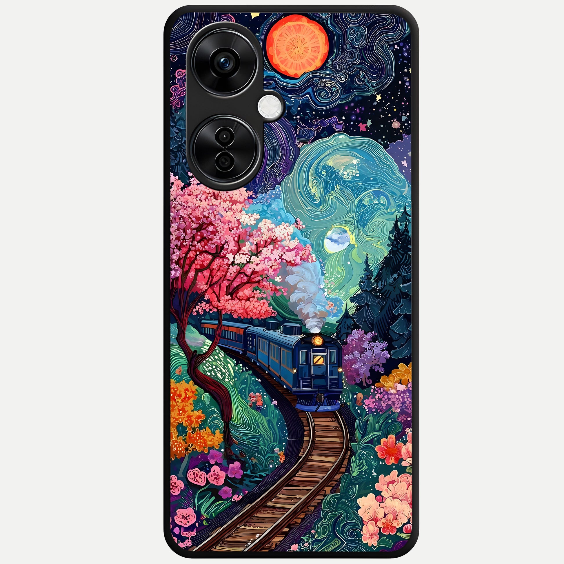  Celestial Train Journey Glass Case For Oneplus Nord CE3 Lite back cover – full design glossy printed glass finish