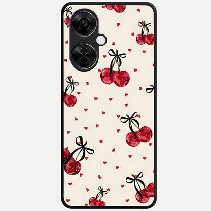  Cherry Heart Bow Glass Case For Oneplus Nord CE3 Lite back cover – full design glossy printed glass finish