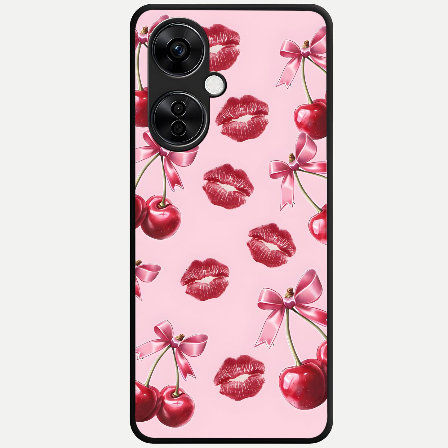  Cherry With Lips Glass Case For Oneplus Nord CE3 Lite back cover – full design glossy printed glass finish