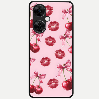  Cherry With Lips Glass Case For Oneplus Nord CE3 Lite back cover – full design glossy printed glass finish