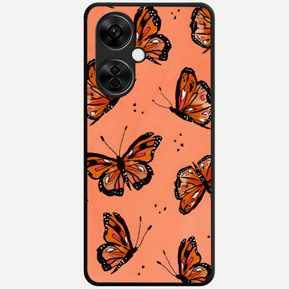  Coral Wing Butterfly Glass Case For Oneplus Nord CE3 Lite back cover – full design glossy printed glass finish