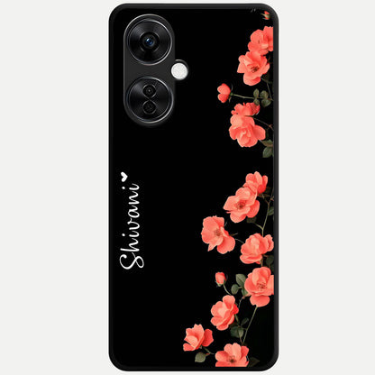  Crimson Bloom Grace Custom Name Glass Case For Oneplus Nord CE3 Lite back cover – full design glossy printed glass finish