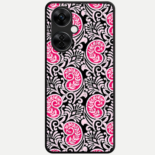  Crimson Paisley Charm Glass Case For Oneplus Nord CE3 Lite back cover – full design glossy printed glass finish