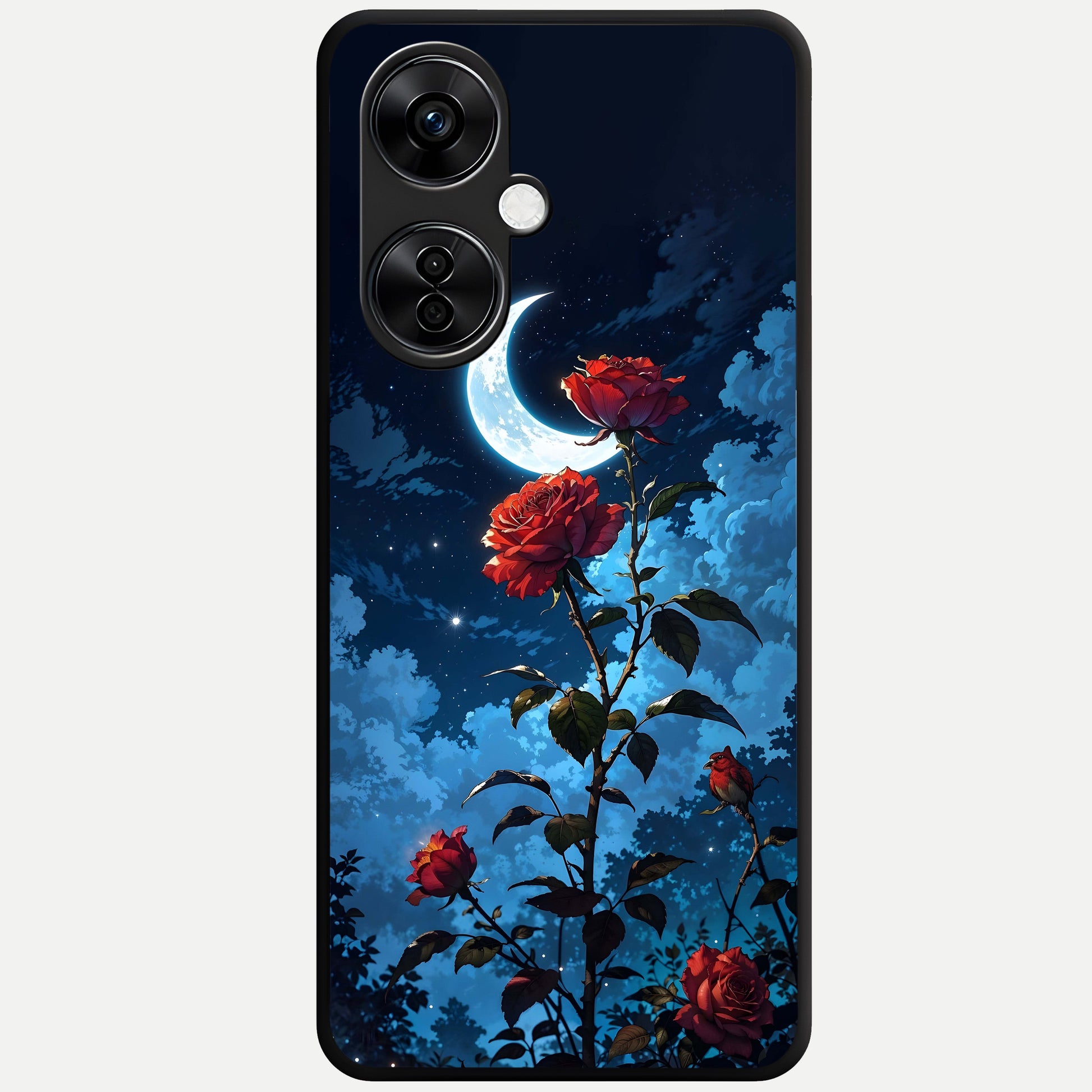  Crimson Rose Moon Glass Case For Oneplus Nord CE3 Lite back cover – full design glossy printed glass finish