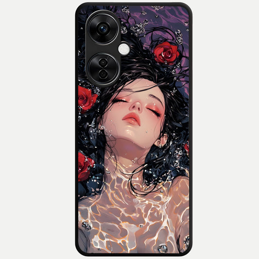  Crimson Rose Serenity Glass Case For Oneplus Nord CE3 Lite back cover – full design glossy printed glass finish