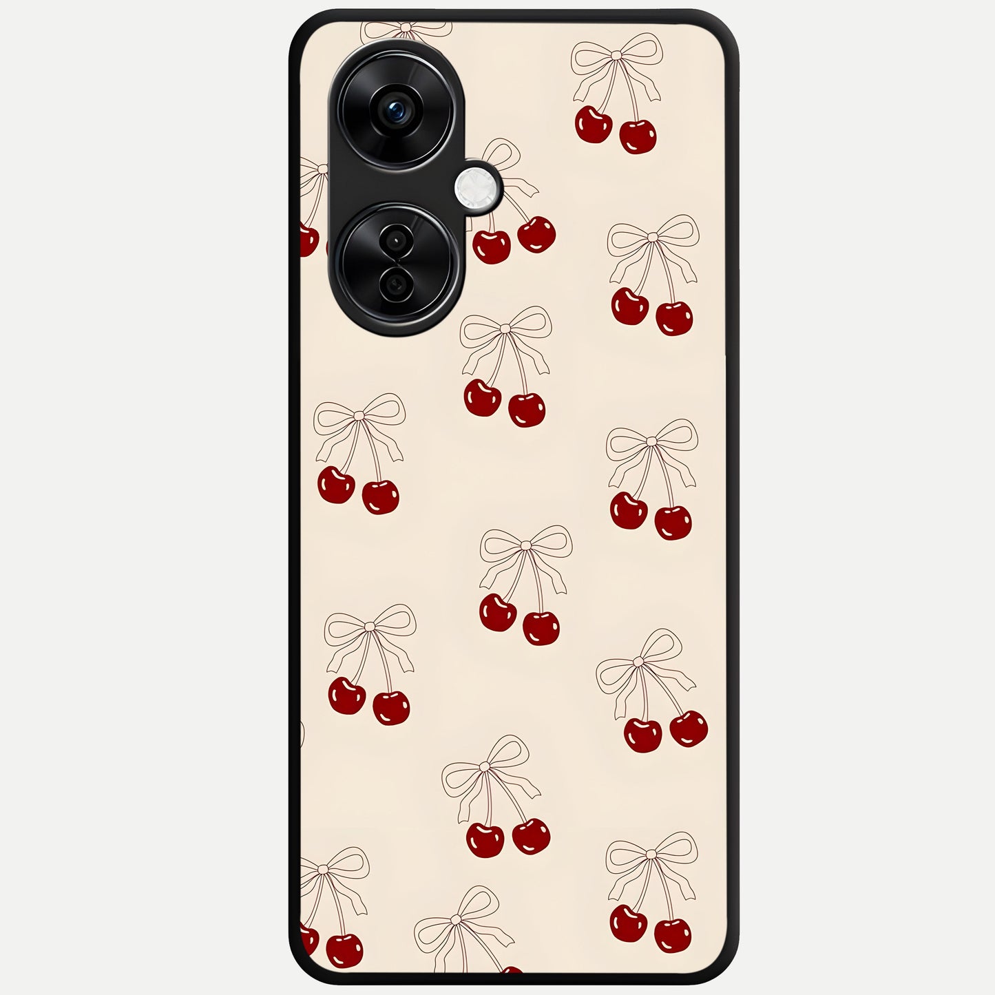  Cute Cherry Pattern Glass Case For Oneplus Nord CE3 Lite back cover – full design glossy printed glass finish