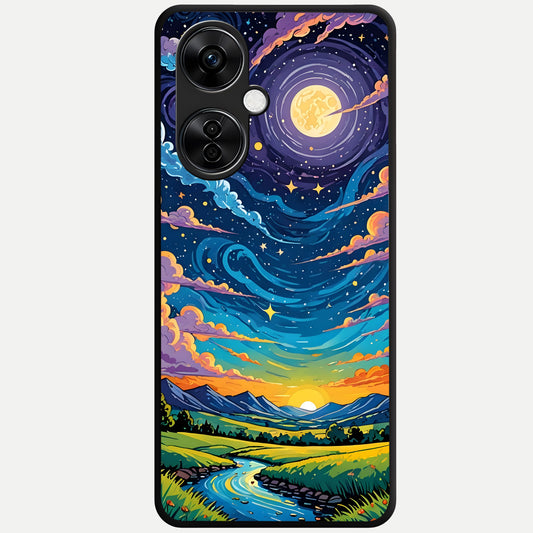  Dreamy Night Landscape Glass Case For Oneplus Nord CE3 Lite back cover – full design glossy printed glass finish