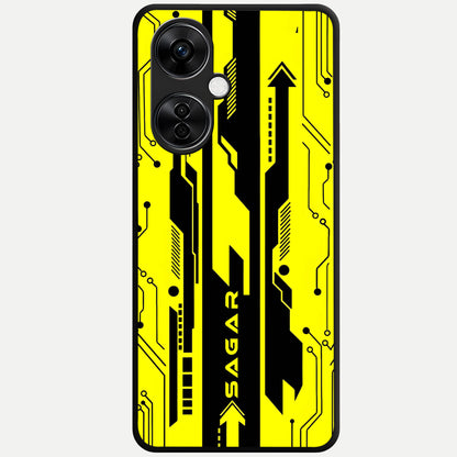  Electric Pulse CYBERPUNK Custom Name Glass Case For Oneplus Nord CE3 Lite back cover – full design glossy printed glass finish