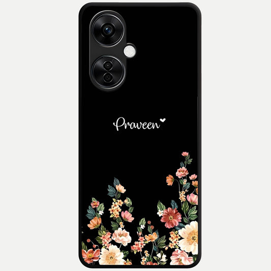 Floral Design Personalized Custom Name Glass Case For Oneplus Nord CE3 Lite back cover – full design glossy printed glass finish