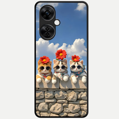  Floral Kitty Squad Glass Case For Oneplus Nord CE3 Lite back cover – full design glossy printed glass finish