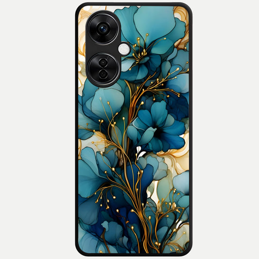  Golden Bloom Symphony Glass Case For Oneplus Nord CE3 Lite back cover – full design glossy printed glass finish